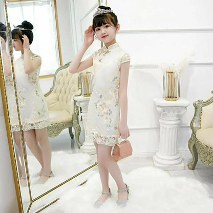 Girls Dress Summer Clothes Hanfu New Fashion Children's Vintage Net Yarn Dress Kids Girls Dresses for School Wedding of 12 Years
