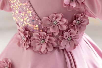 Elegant Party Dresses For Girls Sequined Flower Evening Princess Dress For Teens Children Birthday Formal Prom Performance Gown
