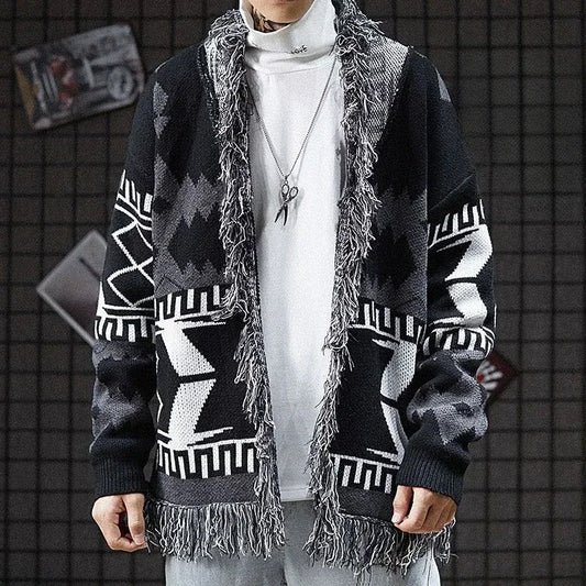 Knit Sweater Male Black Graphic Jacket Men's Clothing Coat No Hoodie Cardigan Tassel Sale V Order Designer Luxury Jumpers Casual