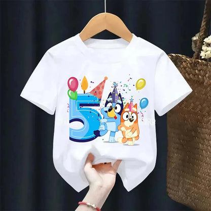 Boys Girl Summer Short Sleeve Children T-shirt Cartoon Birthday Digital Print Breathable Baby Tee Tops Y2k Kawaii Kids Clothing