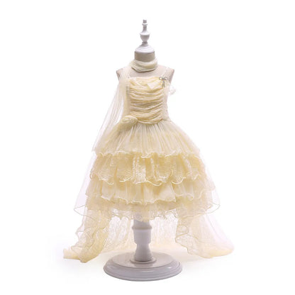 Summer 2025 Girls Dresses Kids Trailing Dresses Girls Kids Long Princess Dress Party Wedding Dresses 5 to 12 Years Old
