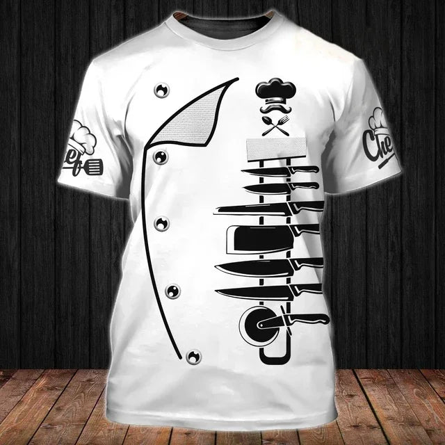 Summer Tide Fashion Chef's Knife Picture Men T-Shirts  Casual 3D Print Tees Hip Hop Personality Round Neck Short Sleeve Tops