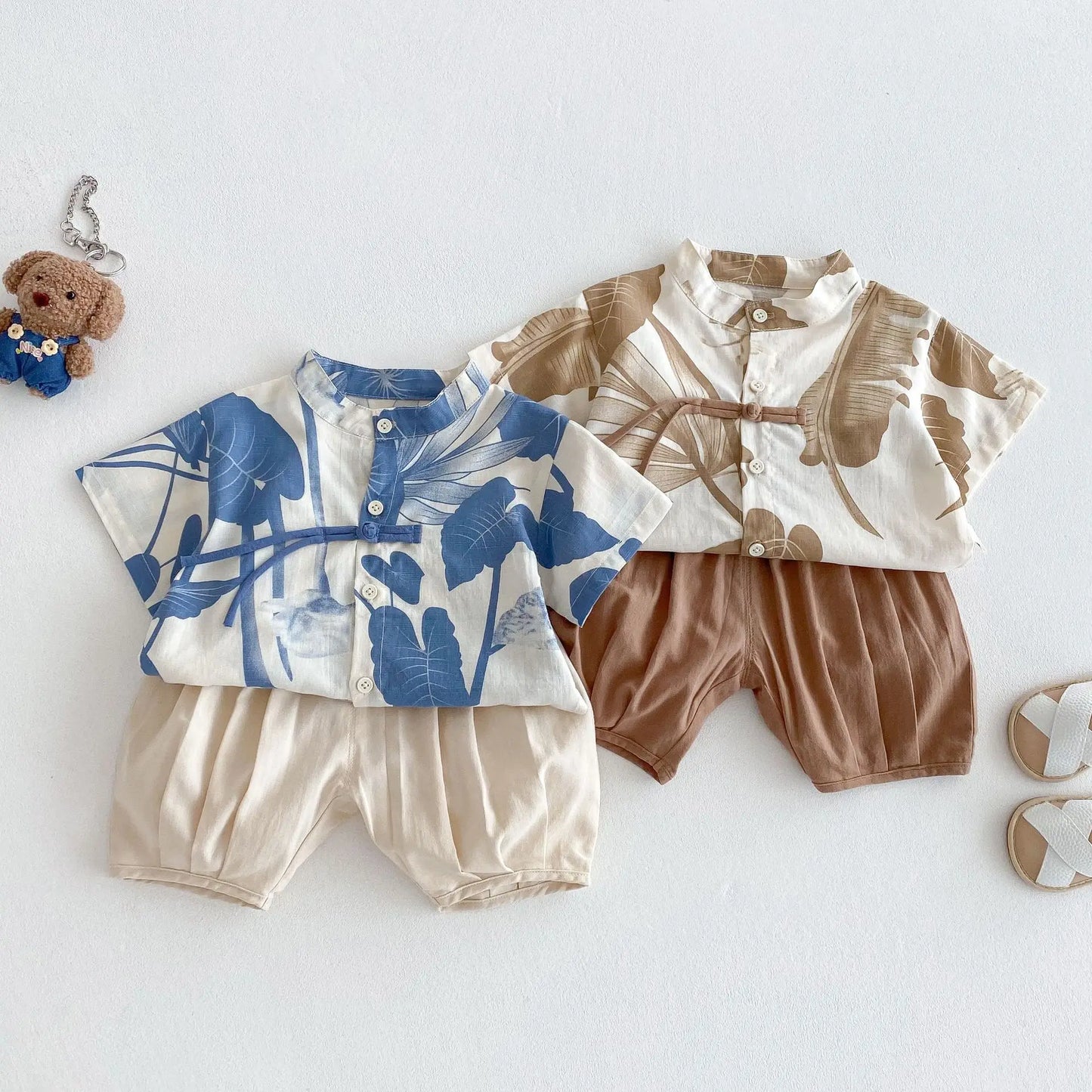 Boys' Fashion Summer Dress 2025 New Summer Children's Western Style Korean Edition Painting Shirt Baby Solid Color Casual Pants