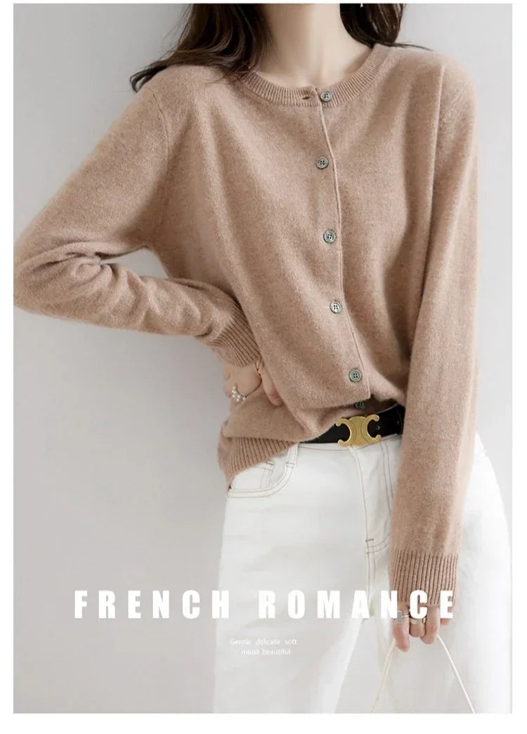 Women Autumn Winter Single-Breasted O-Collar Cardigan Vintage Long Sleeve Knitting Sweaters Casual Loose Versatile Streetwear