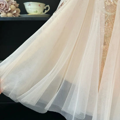 Girls Dress 2025 Summer New Children Elegant Princess Dress Baby Fashion Mesh Flying Sleeve Tank Top Dress