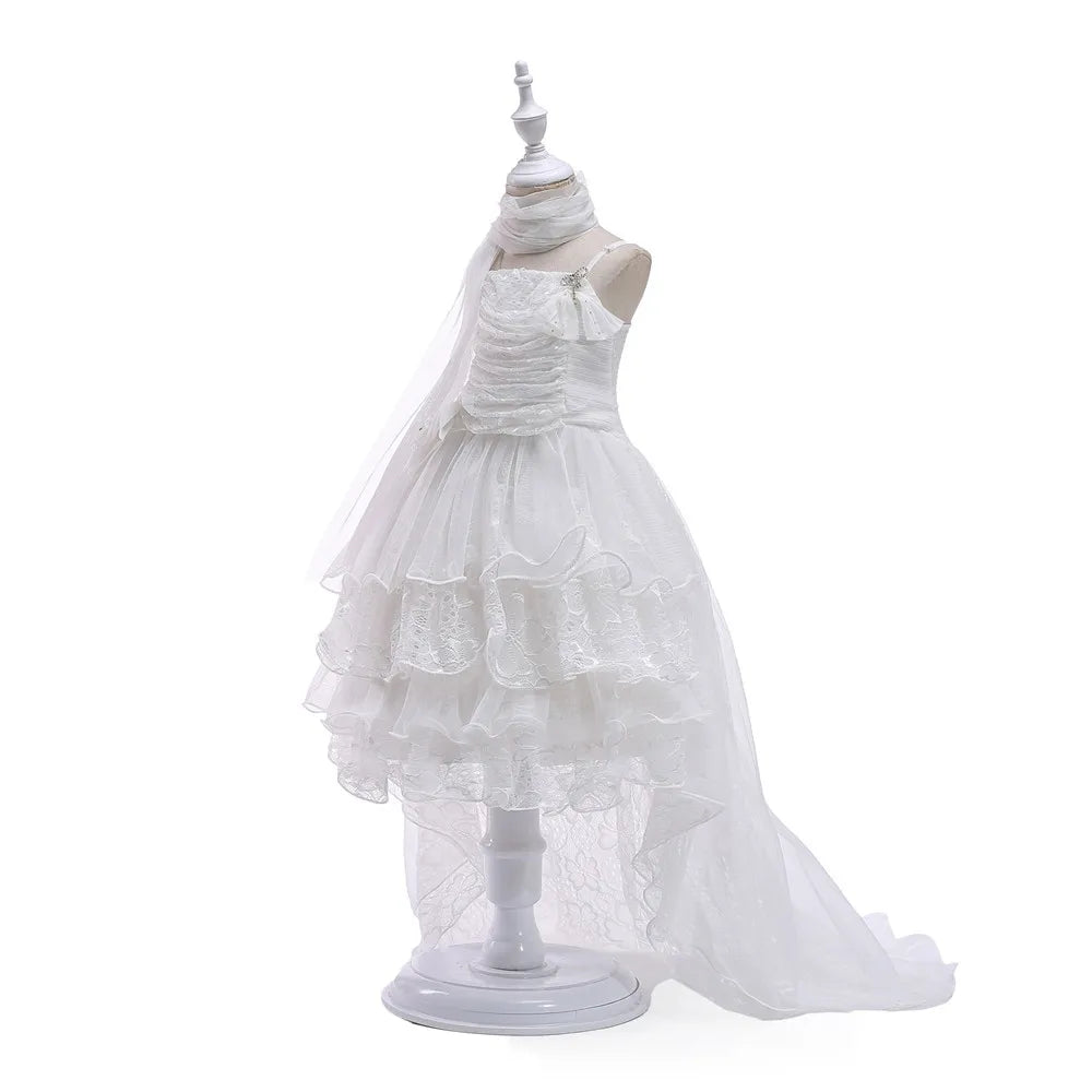 Summer 2025 Girls Dresses Kids Trailing Dresses Girls Kids Long Princess Dress Party Wedding Dresses 5 to 12 Years Old