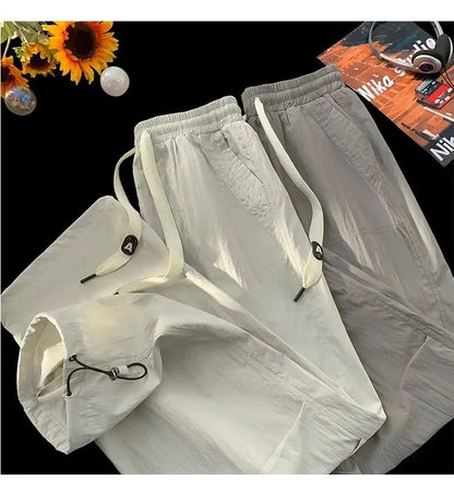 Summer Pants for Men Trendy and Versatile Loose Straight-leg Teenage American Quick-dry Cargo Casual