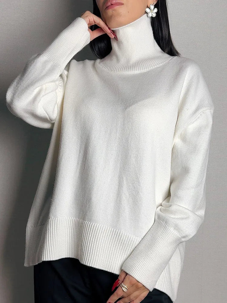 Winter Clothes Brown Sweaters Women Oversize Turtleneck Warm Pullovers Thick Sweaters For Women Oversized Sweater White Jumpers