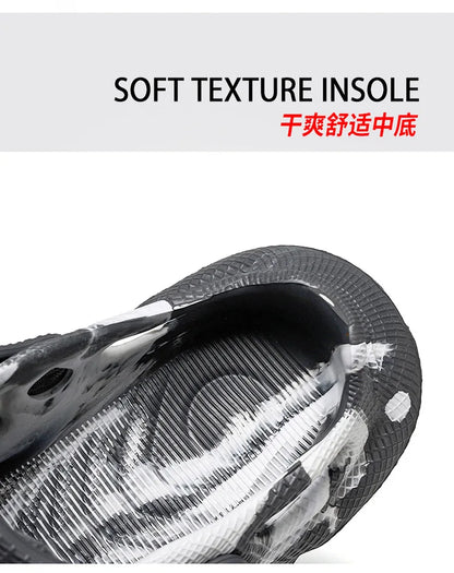 Men's Slippers New 2025 Platform Sandals for Men Anti-slip Mens Shoes Man Wearing Outside Summer Hollow Breathable Flat Pvc