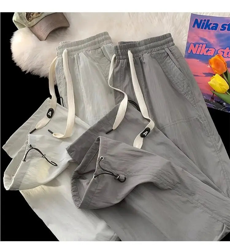 Summer Pants for Men Trendy and Versatile Loose Straight-leg Teenage American Quick-dry Cargo Casual