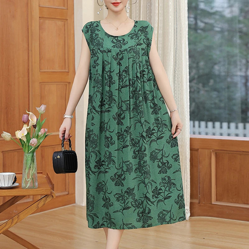 New Fashion Summer Dress For Women Sundress 2025 Casual short sleeve dress Print Female O-Neck Robe Oversize Bohemian dresses