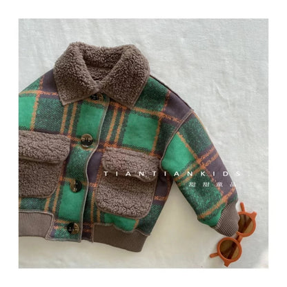 Autumn Winter Kids Boy's Clothes Baby Outfits Lamb Wool Cardigan Jacket Outerwear For Boys Baby Clothing Jackets Coats