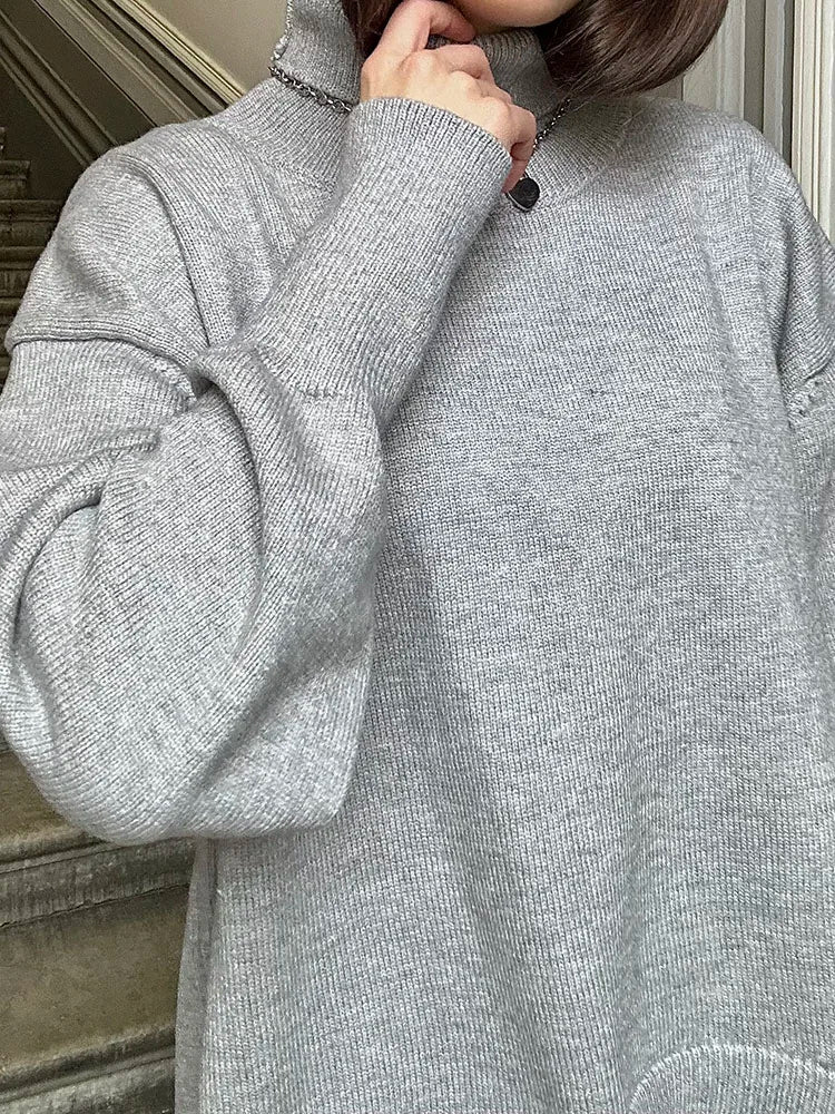 Winter Clothes Brown Sweaters Women Oversize Turtleneck Warm Pullovers Thick Sweaters For Women Oversized Sweater White Jumpers