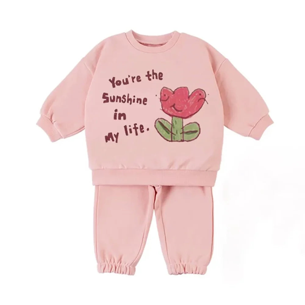 Winter Toddler Baby Boy Girl Clothing Sets 0-5Y Thick Kids Sweatshirt Clothes Baby Girl Fleece Pullover Tops+ Pant Suits Autumn