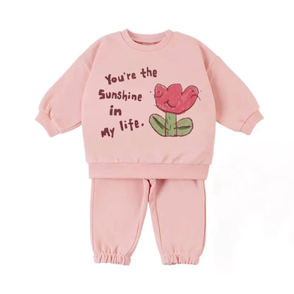 Winter Toddler Baby Boy Girl Clothing Sets 0-5Y Thick Kids Sweatshirt Clothes Baby Girl Fleece Pullover Tops+ Pant Suits Autumn