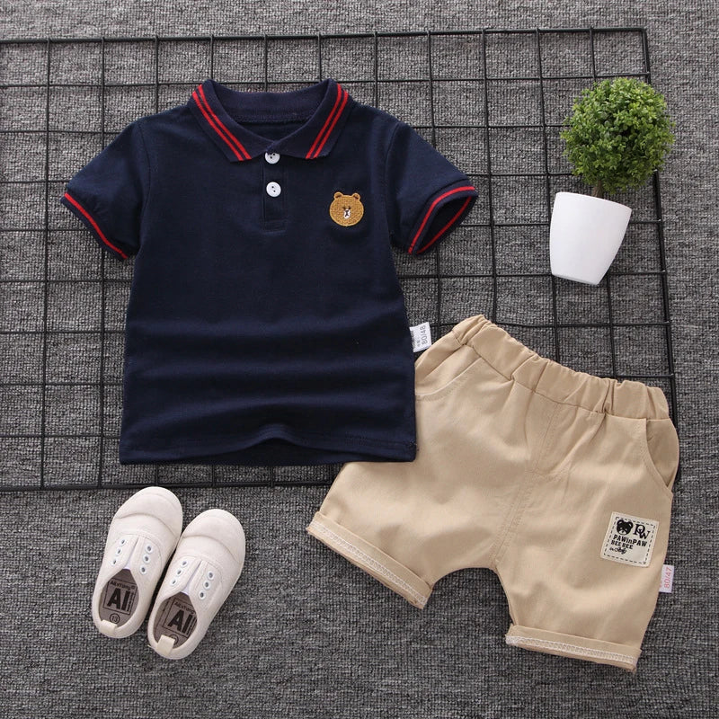 Baby Boy Clothes Summer Children Clothing Polo Shirt Sets Boys Short Toddler Sleeve T-shirt Kids Sports Suit 2pcs Cotton 1-5y (Available)