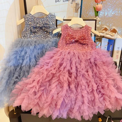Girls Princess Dresses Summer 2025 Children Birthday Party Dress For Baby Girl Clothes Kids Wedding Outfits Sleeveless Costume 7