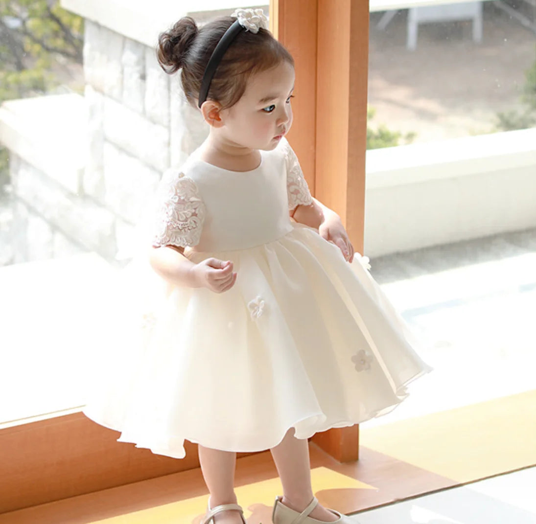 Party Dresses For Girl Flower Princess First Birthday Baby Girls Dress Baptism White Wedding Kids Dresses For Girl Toddler Gowns