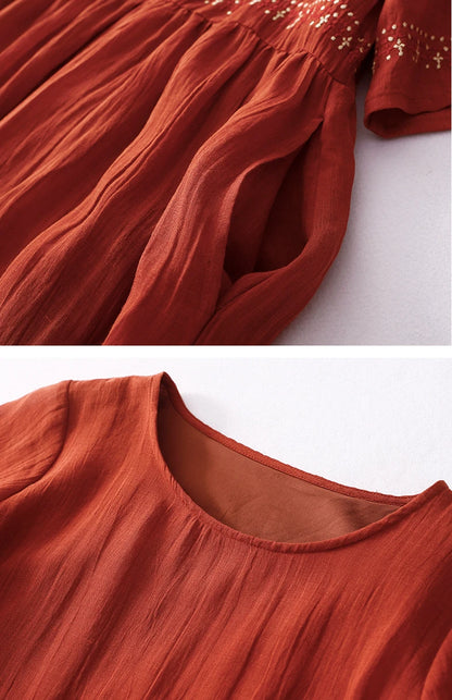 Summer New Dresses for Women LOOSE Embroidery Vintage Dress Streetwear Long Dresses Women Clothing Robe O-Neck White Dress