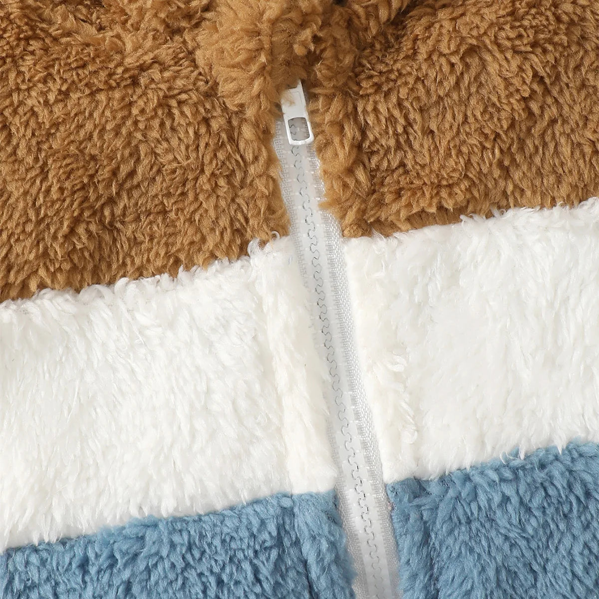 Baby boy Winter Color Blocked Plush coat Hood and Warm Zipper Coat for Baby boys, suitable for Newborns aged 0-9 Months