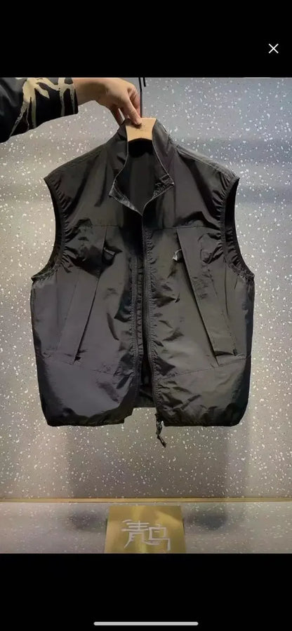 New Summer Products High-quality Casual Vests for Men's Trendy Zipper Temperament Versatile Collar