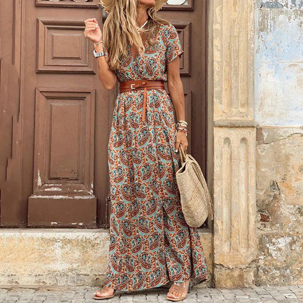 Long Dress for Women 2025 Summer Beach Bohemian Dresses Vestido Casual Robe Female Clothing Y2K Floral Skirt Elegant Maxi Dress