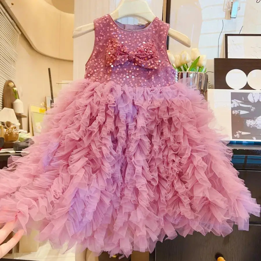 Girls Princess Dresses Summer 2025 Children Birthday Party Dress For Baby Girl Clothes Kids Wedding Outfits Sleeveless Costume 7