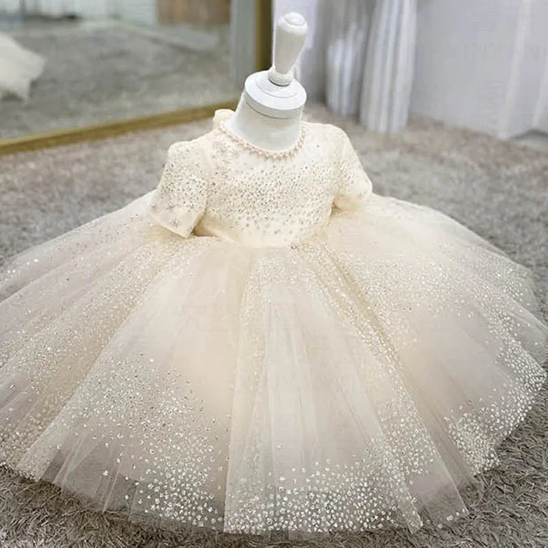 Party Dresses For Girl Flower Princess First Birthday Baby Girls Dress Baptism White Wedding Kids Dresses For Girl Toddler Gowns
