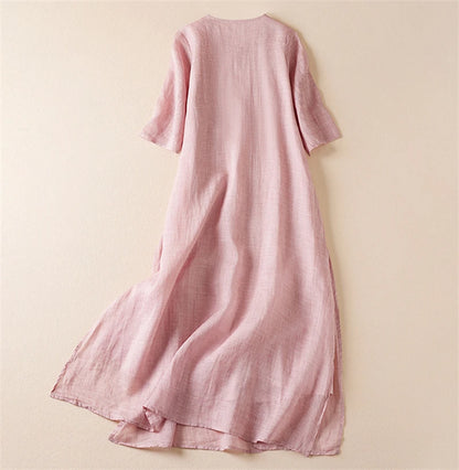 Summer Print Vintage Dresses For Women 2025 New Casual Long Thin Breathable Dress Femme Robe Office Lady Work Elegant Clothing