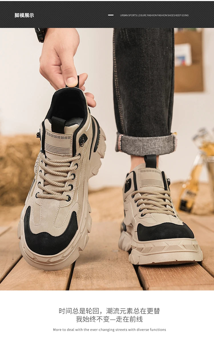 Men's Work Shoes 2025 New Breathable Slip-On Anti-Slip Wear-Resistant Casual Sports Shoes Thick Bottom Labor Protection