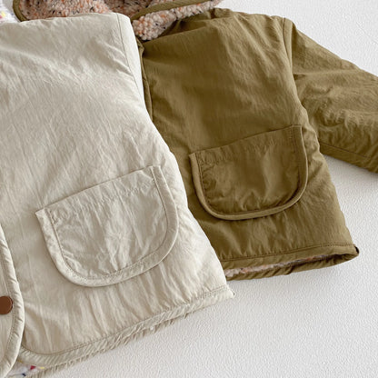 Kids Winter Jacket for Boy 1-6Y Girls Children's Coats Reversible Hooded Jacket Thickened Fleece Lined 2 Way Wear Warm Outerwear