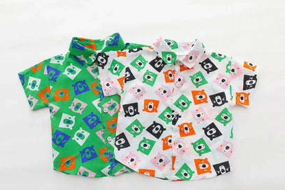 Boys' summer clothing 2025 new style summer new style baby shirt short sleeved two-piece set children's summer clothes