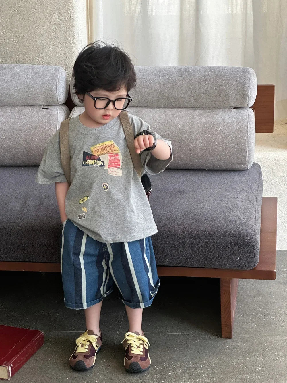 Summer Boys Clothes 2-7Y Kids Cool T Shirt And Denim Shorts Kids Clothing Set Children Outfit