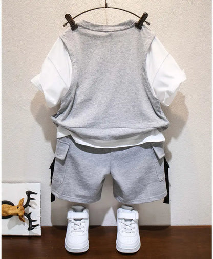 Kids Boys Summer Suit New Fashion Children's Baby Handsome Short Sleeve Top Shorts 2-Piece Boys' Casual Clothing Set