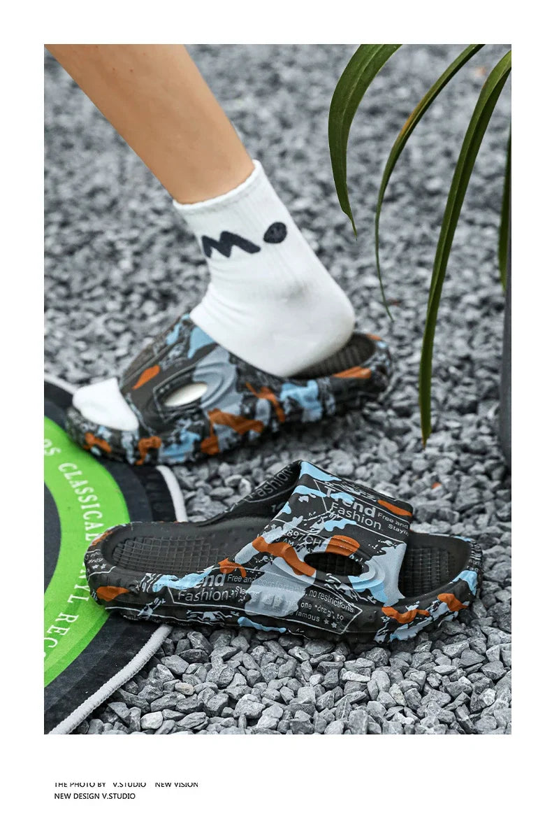 New Stylish Summer Men Shoes Comfortable Male Beach Slippers Soft Slides Non-slip Massage Indoor Fashion Slippers Outdoor 887