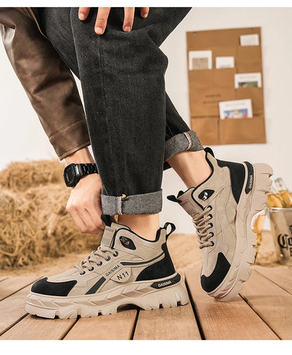 Men's Work Shoes 2025 New Breathable Slip-On Anti-Slip Wear-Resistant Casual Sports Shoes Thick Bottom Labor Protection