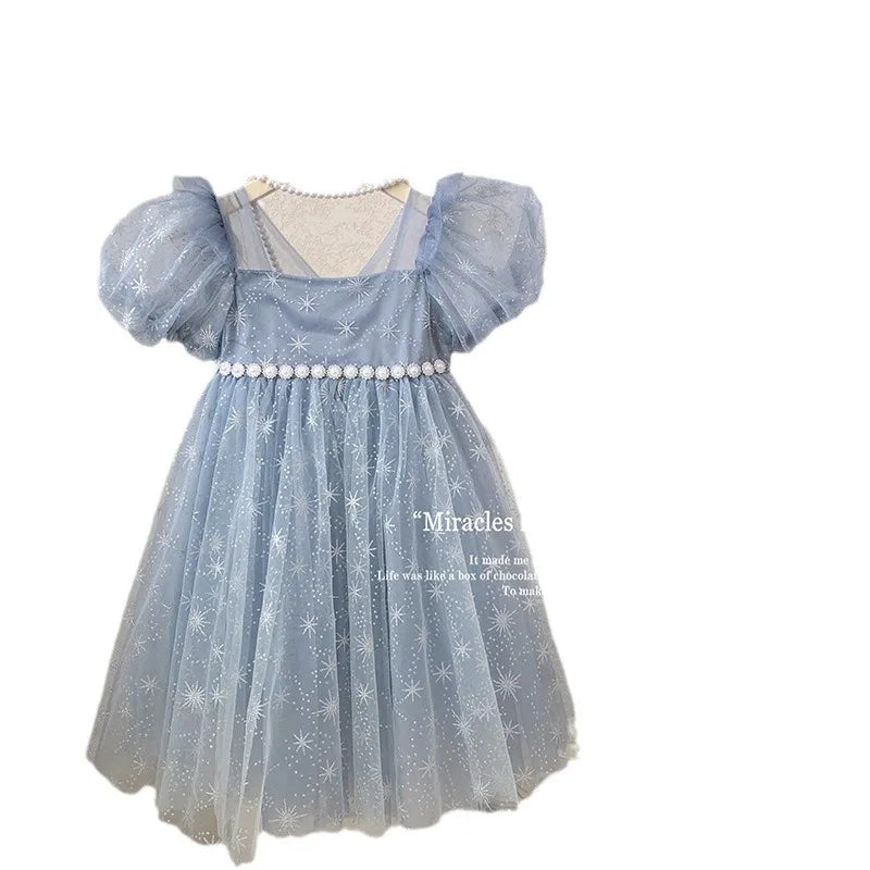 2024 New Girls Summer Dress Childrens Fashionable Sweet and Elegant Princess Dress Kids Designable Clothes