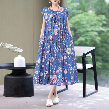 New Fashion Summer Dress For Women Sundress 2025 Casual short sleeve dress Print Female O-Neck Robe Oversize Bohemian dresses