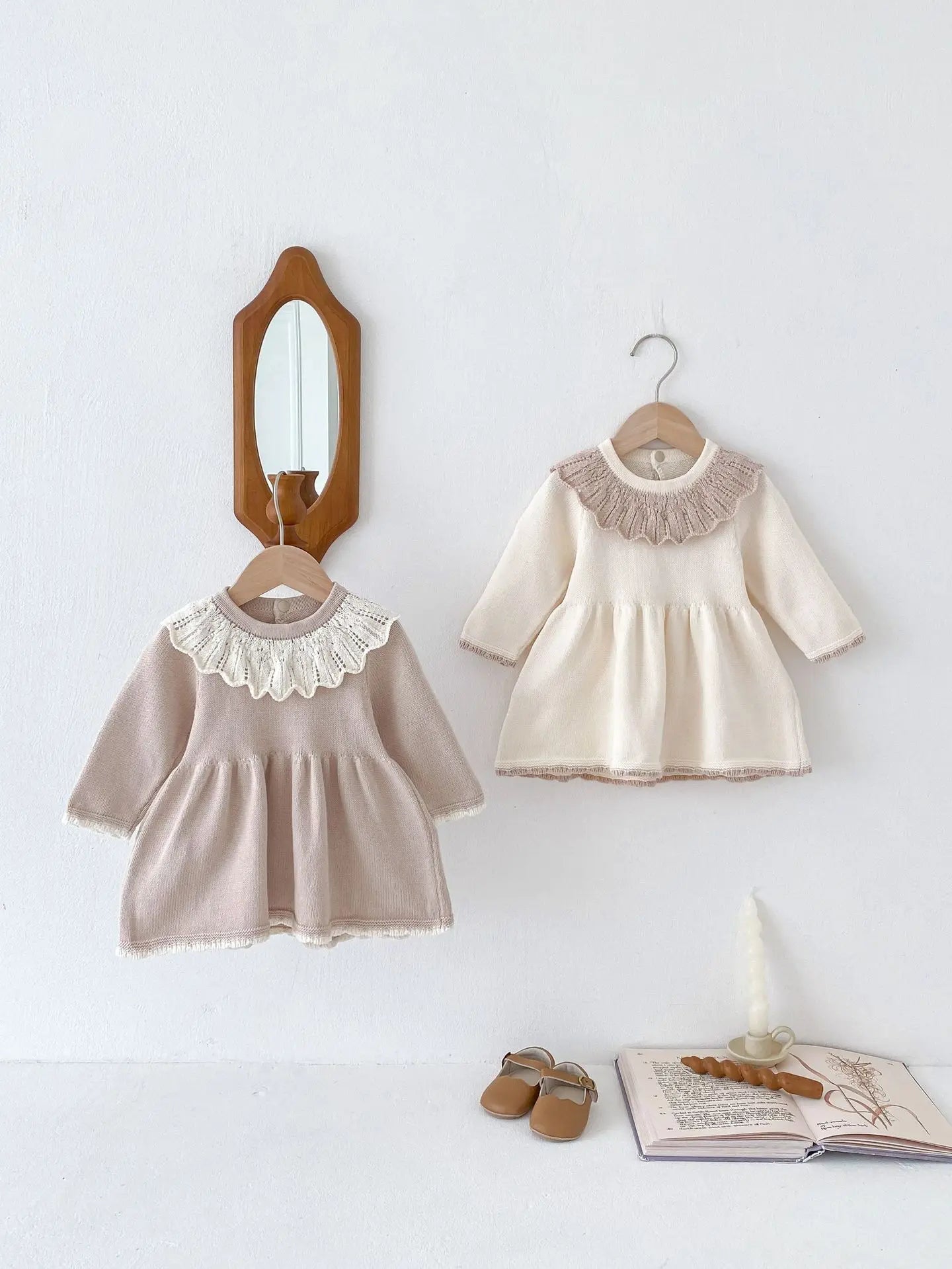 Dress for Baby Girls Soft Knitted Dress Autumn Winter Sweet Pink Princess Dress Girls Sweater Casual Baby Girl Clothing