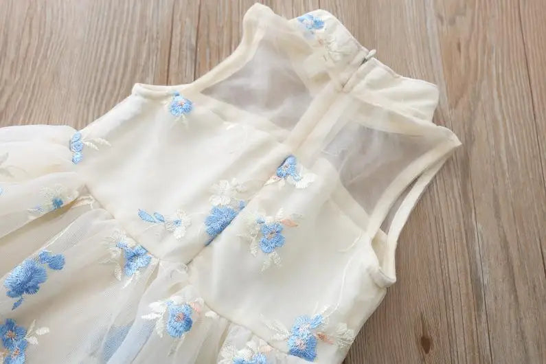 Girls Dress Summer Clothes Hanfu Fashion Children's Vintage Net Yarn Dress Kids Girls Dresses for School Wedding of 12 Years Old