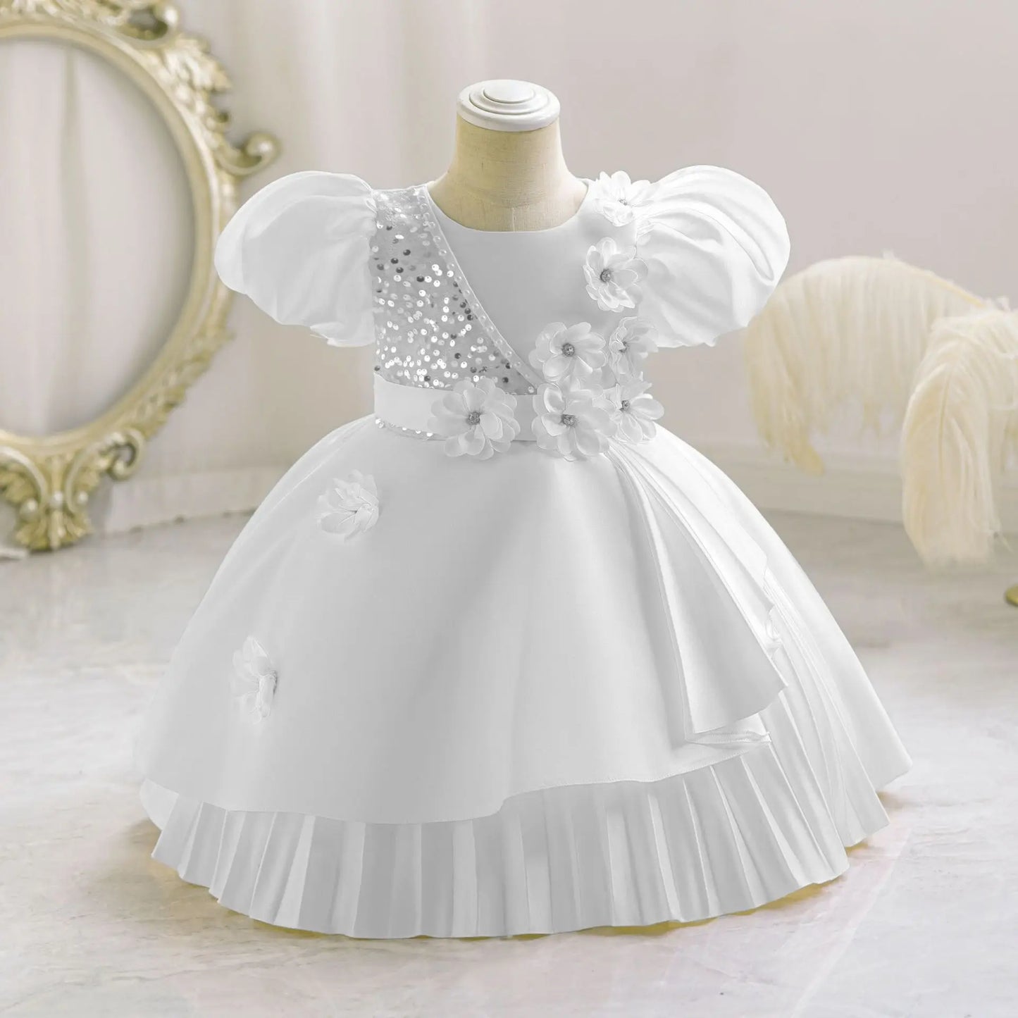 Elegant Party Dresses For Girls Sequined Flower Evening Princess Dress For Teens Children Birthday Formal Prom Performance Gown