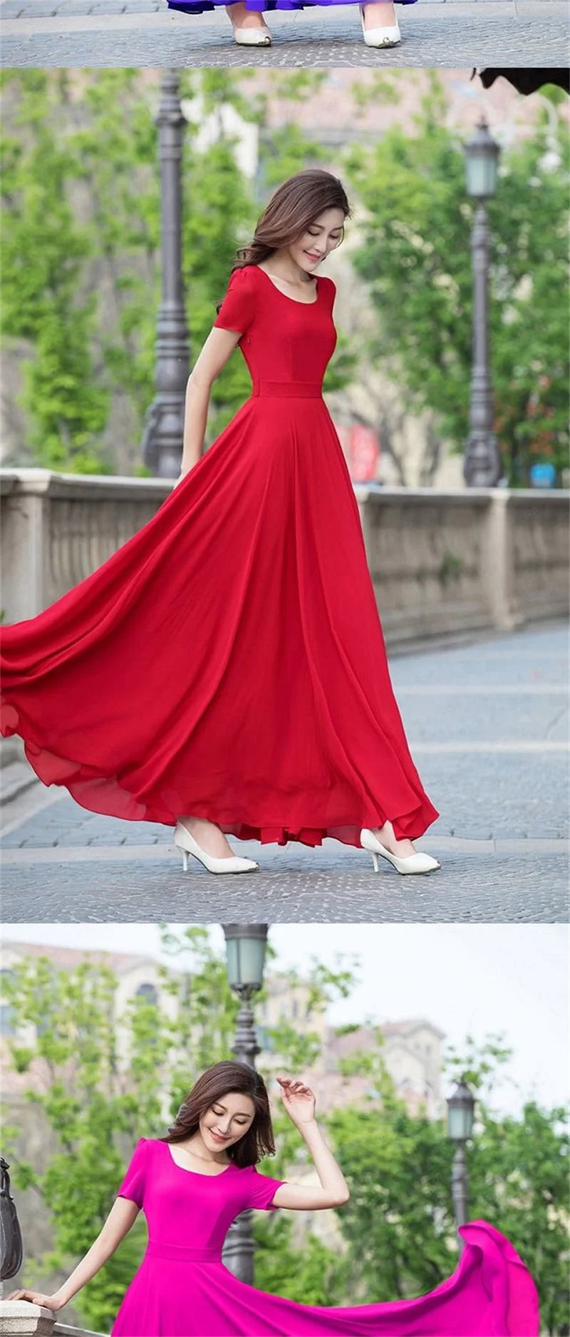 Summer Dress Women 2025 New Bohemian Beach Long Chiffon Dress Elegant Ladies Short Sleeve 5XL Sundress Women's Clothing Vestidos
