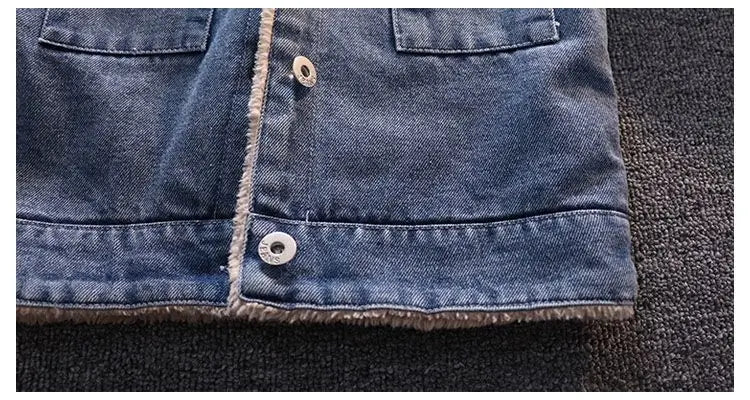 Boys Jacket Autumn and Winter New Children's Baby Plush Thickened Denim Coat  Children's Clothing Kids Winter Coats