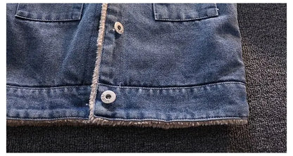 Boys Jacket Autumn and Winter New Children's Baby Plush Thickened Denim Coat  Children's Clothing Kids Winter Coats