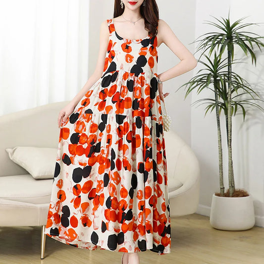 Summer Dresses For Women Vintage Plus Size Elegant Women Clothing New Fashion 2024 Women Causal Print tank dresses