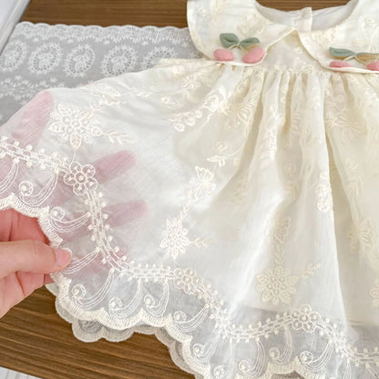 New Summer Dress for Girls, Sweet Flower Embroidered Princess Skirt, Lotus Leaf Edge Sleeveless Tank Top Skirt for Baby Girls