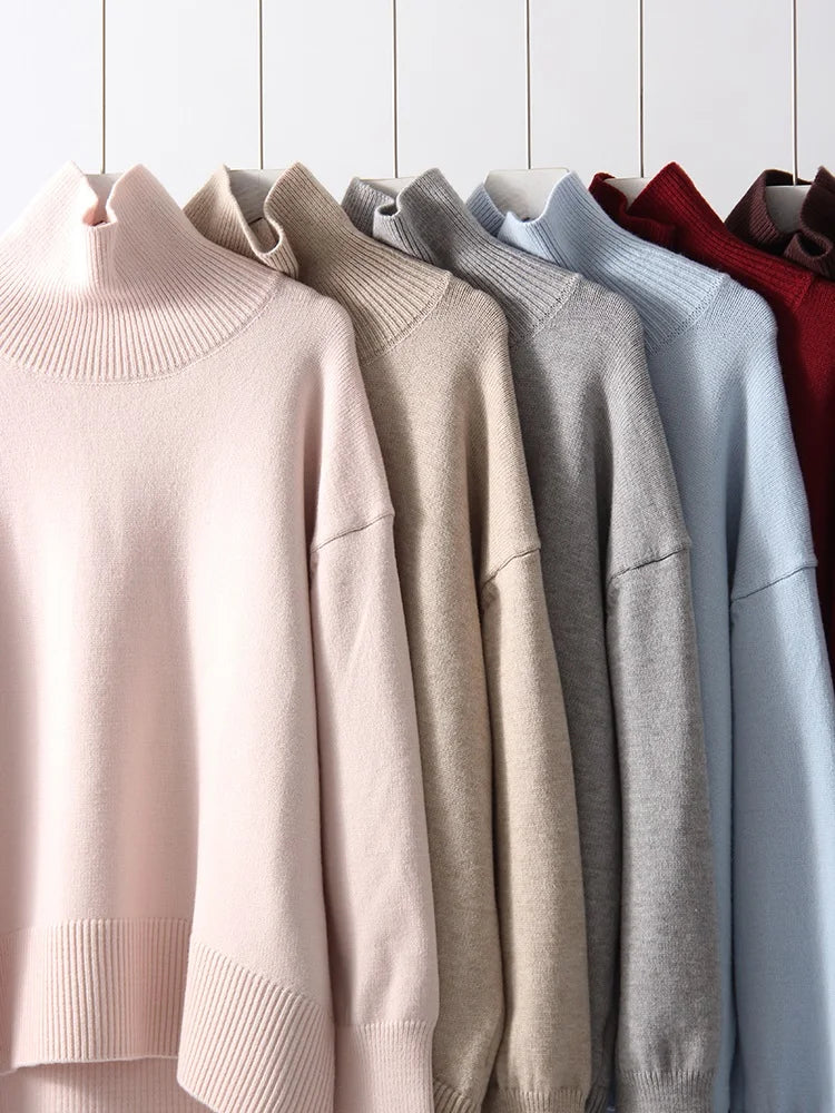 Winter Clothes Brown Sweaters Women Oversize Turtleneck Warm Pullovers Thick Sweaters For Women Oversized Sweater White Jumpers