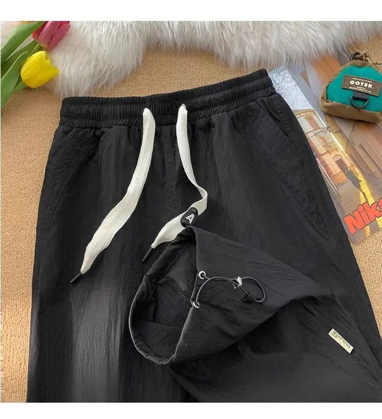 Summer Pants for Men Trendy and Versatile Loose Straight-leg Teenage American Quick-dry Cargo Casual