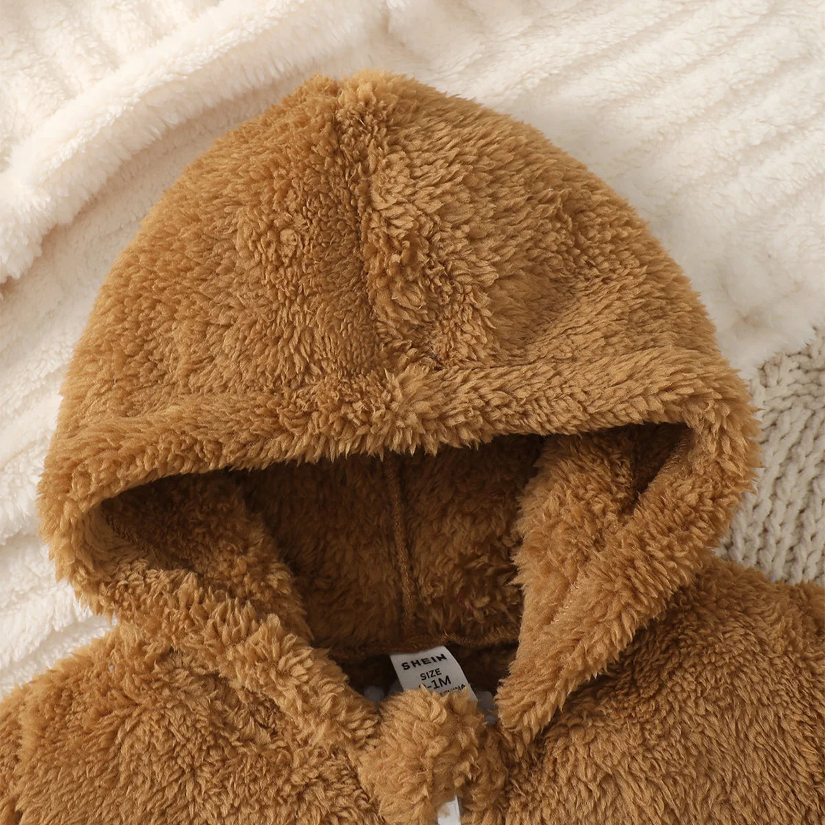 Baby boy Winter Color Blocked Plush coat Hood and Warm Zipper Coat for Baby boys, suitable for Newborns aged 0-9 Months