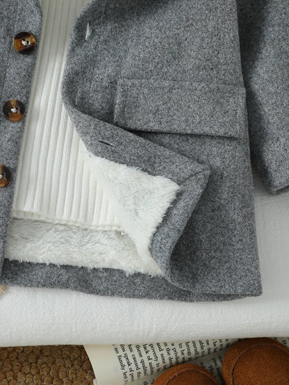 2025 Fashion Baby Boys Solid Warm Winter Coat Fleece hooded coats Kids elegant wear Clothes overcoats For 1-3Y Streetwaer